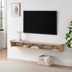 Modern Minimalist Floating TV Stand For TVs Up To 70" With Open Storage - Saracina Home -Saracina Home GUEST 023d9550 9b99 49a8 ac43 b9d15c1a1c9d