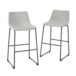 Set Of 2 Laslo Modern Upholstered Faux Leather Barstools - Saracina Home -Saracina Home GUEST 035b128c 0bd7 45e2 a578 021ee2bbfd35