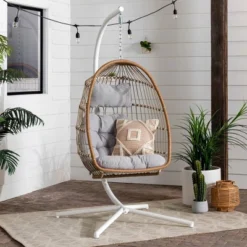 New Release 21 Toluca Hanging Outdoor Boho Egg Chair With Cushion - Saracina Home