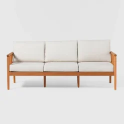 Saracina Home Modern Boho Eucalyptus Outdoor Spindle Sofa With Cushions -Saracina Home GUEST 04e5029d eb50 4f5b 8d95 13142d3bda9f