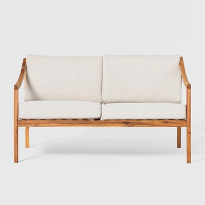 Saracina Home Mid-Century Modern Slatted Acacia Outdoor Bench With Cushions 7 Saracina Home Mid-Century Modern Slatted Acacia Outdoor Bench With Cushions - Image 7