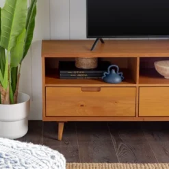 Cara 3 Drawer Mid-Century Modern 3 Drawer TV Stand For TVs Up To 80" - Saracina Home -Saracina Home GUEST 0824ed10 634d 442e 93d1 6435deb8cb30