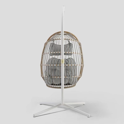 Toluca Hanging Outdoor Boho Egg Chair With Cushion - Saracina Home 2 Toluca Hanging Outdoor Boho Egg Chair With Cushion - Saracina Home - Image 2