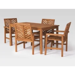 5pc Slatted Chevron Acacia Wood Patio Dining Set - Saracina Home 21 5pc Slatted Chevron Acacia Wood Patio Dining Set - Saracina Home -Saracina Home GUEST 08ed98af d84c 4b01 9d80 88735c3d117c