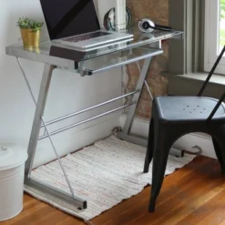 Glass Computer Desk With Keyboard Tray Silver - Saracina Home 5 Glass Computer Desk With Keyboard Tray Silver - Saracina Home -Saracina Home GUEST 1c8e7ff8 ff16 4a34 b7a1 b6fa0061d61e