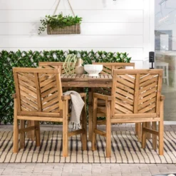 5pc Slatted Chevron Acacia Wood Patio Dining Set - Saracina Home 18 5pc Slatted Chevron Acacia Wood Patio Dining Set - Saracina Home -Saracina Home GUEST 20f2dc73 f40a 420a 99ac 931b68bf64e3