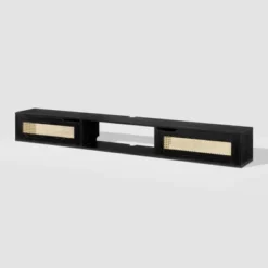 Modern Boho Floating TV Stand For TVs Up To 80" With Rattan Doors Black - Saracina Home 14 Modern Boho Floating TV Stand For TVs Up To 80" With Rattan Doors Black - Saracina Home -Saracina Home GUEST 25e22e1c 537a 4cda 8fdb bbe115b307cb