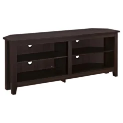 Transitional 4 Cubby Wood Open Storage Corner TV Stand For TVs Up To 65" - Saracina Home -Saracina Home GUEST 276ce2aa 26a7 4261 89df d38632d1ab85