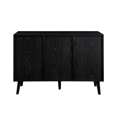 Modern Boho Wood And Rattan Storage Sideboard Black - Saracina Home 4 Modern Boho Wood And Rattan Storage Sideboard Black - Saracina Home - Image 4