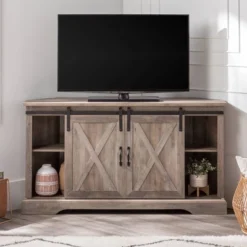 Robinson Rustic Transitional Sliding Barn Door Corner TV Stand For TVs Up To 58" - Saracina Home 18 Robinson Rustic Transitional Sliding Barn Door Corner TV Stand For TVs Up To 58" - Saracina Home -Saracina Home GUEST 2a8674a7 afa5 495d a06e d2ee6c0c2370