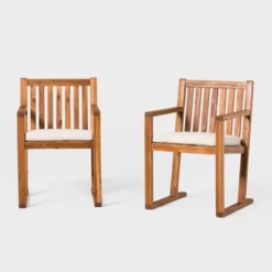 Saracina Home 2pk Acacia Modern Slat-Back Patio Dining Chairs With Cushions 8 Saracina Home 2pk Acacia Modern Slat-Back Patio Dining Chairs With Cushions -Saracina Home GUEST 2d287509 527d 4208 9ea9 8534f82ec508