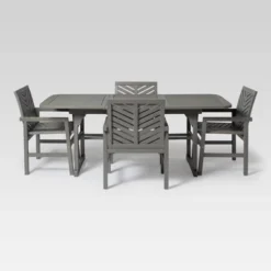 New Release 23 5pc Slatted Extendable Acacia Wood Patio Dining Set - Saracina Home