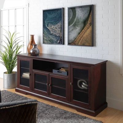 Glass Door Traditional Highboy TV Stand For TVs Up To 80" - Saracina Home 1 Glass Door Traditional Highboy TV Stand For TVs Up To 80" - Saracina Home