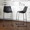 Set Of 2 Laslo Modern Upholstered Faux Leather Barstools - Saracina Home
