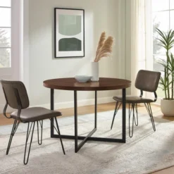 Modern 42" Round Intersecting Leg Dining Table Dark Walnut - Saracina Home -Saracina Home GUEST 3bfb4268 368c 4b7a b66b da94263e341c