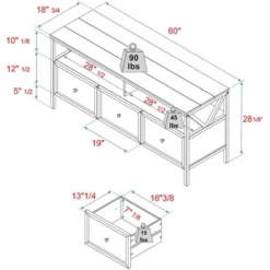 Farmhouse 3 Drawer Wood TV Stand For TVs Up To 65" - Saracina Home 24 Farmhouse 3 Drawer Wood TV Stand For TVs Up To 65" - Saracina Home -Saracina Home GUEST 40d5f612 f4e7 48b3 8586 affcd4996633