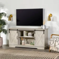 Modern Transitional Sliding Barndoor TV Stand For TVs Up To 65"- Saracina Home 31 Modern Transitional Sliding Barndoor TV Stand For TVs Up To 65"- Saracina Home -Saracina Home GUEST 4792b222 989e 4d2f a170 a61b30209fd2