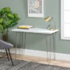 Gibby Modern Glam Hairpin Leg Writing Desk Faux White Marble - Saracina Home