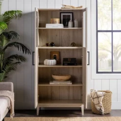 68" Boho Modern Tall Storage Wood Cabinet - Saracina Home -Saracina Home GUEST 49c7bfc0 edc5 436a b23c b117a55b1f55