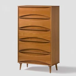Mid-Century Modern Contoured 5 Drawer Chest Of Drawers - Saracina Home -Saracina Home GUEST 4c1c83b0 0324 4ee8 ae12 19111936c63c