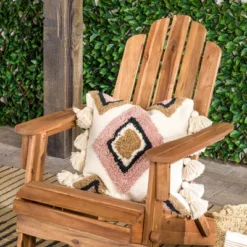 Genovia Transitional Acacia Wood Outdoor Adirondack Chair - Saracina Home -Saracina Home GUEST 507593cc e5be 4450 bdc5 50f5abc4b622