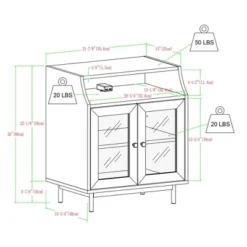 Fluted Glass Double Door Nightstand With USB Port - Saracina Home -Saracina Home GUEST 522310c6 5a37 4d2b a1a1 802d0290778d