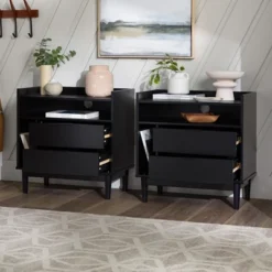 2pk Mid-Century Modern Solid Wood 2 Drawer Storage Nightstands - Saracina Home 21 2pk Mid-Century Modern Solid Wood 2 Drawer Storage Nightstands - Saracina Home -Saracina Home GUEST 559c5ca6 af7e 4136 9a5f 989a82141900