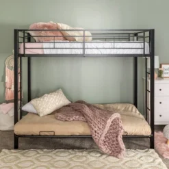 Twin Over Futon Analise Metal Bunk Bed Black - Saracina Home -Saracina Home GUEST 561bd3db cee9 44eb b8a5 0f2ff86da729