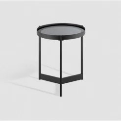 Modern Minimalist Tray Top Round Glass Side Table Black - Saracina Home 12 Modern Minimalist Tray Top Round Glass Side Table Black - Saracina Home -Saracina Home GUEST 59ba750c 7740 47a0 aae3 0b5bc640ae7a