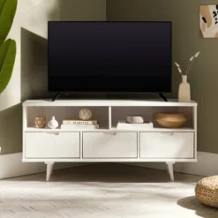 Cara Mid-Century Modern 3 Drawer Corner TV Stand For TVs Up To 58" - Saracina Home 39 Cara Mid-Century Modern 3 Drawer Corner TV Stand For TVs Up To 58" - Saracina Home -Saracina Home GUEST 5a91e93e d508 4e72 9f59 32f14f024c2a