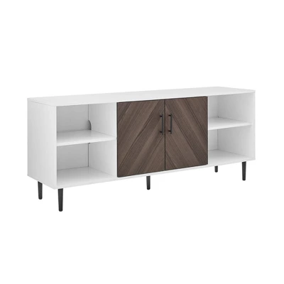 Angelo Modern 2 Door Bookmatch TV Stand For TVs Up To 65" Ash Brown/White - Saracina Home 2 Angelo Modern 2 Door Bookmatch TV Stand For TVs Up To 65" Ash Brown/White - Saracina Home - Image 2