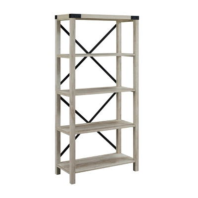 64" Sophie Industrial X Frame Bookshelf - Saracina Home 14 64" Sophie Industrial X Frame Bookshelf - Saracina Home - Image 14