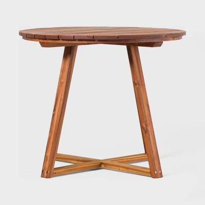 Saracina Home 36" Modern Acacia Slatted Round Outdoor Dining Table 5 Saracina Home 36" Modern Acacia Slatted Round Outdoor Dining Table - Image 5