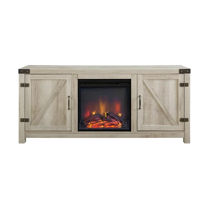 Clarabelle Double Door Farmhouse Electric Fireplace TV Stand For TVs Up To 65" - Saracina Home 3 Clarabelle Double Door Farmhouse Electric Fireplace TV Stand For TVs Up To 65" - Saracina Home - Image 3