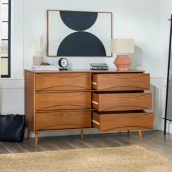 Mid-Century Modern Contoured 6 Drawer Dresser - Saracina Home -Saracina Home GUEST 6064d6cb 5a30 4857 807c b8d5d64567a9
