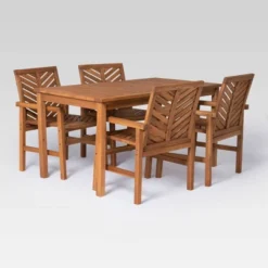 5pc Slatted Chevron Acacia Wood Patio Dining Set - Saracina Home 29 5pc Slatted Chevron Acacia Wood Patio Dining Set - Saracina Home -Saracina Home GUEST 658efdca 5c3c 4a6c b983 e839c6978a2d