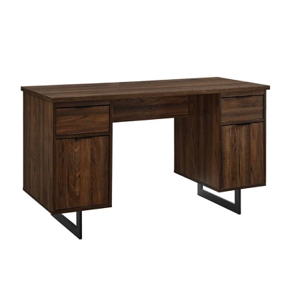 DuPonte Modern Double Sided Pedestal Executive Desk Dark Walnut - Saracina Home 2 DuPonte Modern Double Sided Pedestal Executive Desk Dark Walnut - Saracina Home - Image 2