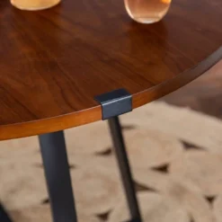 40" Urban Industrial Round Dining Table With Faux Wrap Leg Dark Walnut - Saracina Home 7 40" Urban Industrial Round Dining Table With Faux Wrap Leg Dark Walnut - Saracina Home -Saracina Home GUEST 65b752a1 a470 4c70 a554 7b7a706fed25