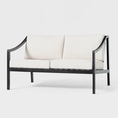 Saracina Home Mid-Century Modern Slatted Acacia Outdoor Bench With Cushions 3 Saracina Home Mid-Century Modern Slatted Acacia Outdoor Bench With Cushions - Image 3