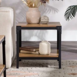 Set Of 2 Benny Urban Industrial Angle Iron Side Tables - Saracina Home -Saracina Home GUEST 6787a235 c482 4325 8c73 2cb21fa3a98b