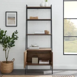 72" Open Shelf And Closed Storage Cabinet Ladder Bookcase - Saracina Home 16 72" Open Shelf And Closed Storage Cabinet Ladder Bookcase - Saracina Home -Saracina Home GUEST 6884917e 6feb 464d 9a56 e3dd05df4cc1
