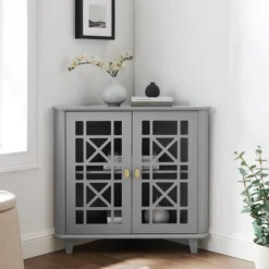 2 Door Corner Accent Cabinet With Fretwork Doors - Saracina Home -Saracina Home GUEST 6aa69f84 0413 43ec 85f0 32657f3b8c98