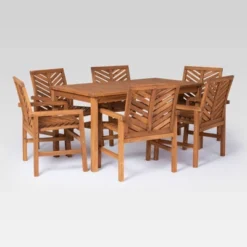 7pc Slatted Chevron Acacia Patio Dining Set - Saracina Home -Saracina Home GUEST 6c5a38cb 01f2 4a50 903c b27f64f7a8ce