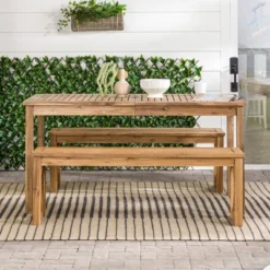 3pc Acacia Wood X Design Outdoor Patio Dining Set - Brown - Saracina Home -Saracina Home GUEST 6d770303 bf3b 4b8f af2d 632862928d22