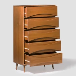 Mid-Century Modern Contoured 5 Drawer Chest Of Drawers - Saracina Home -Saracina Home GUEST 6ea3faf0 2aed 40ff a53a 33a2aa0036a2