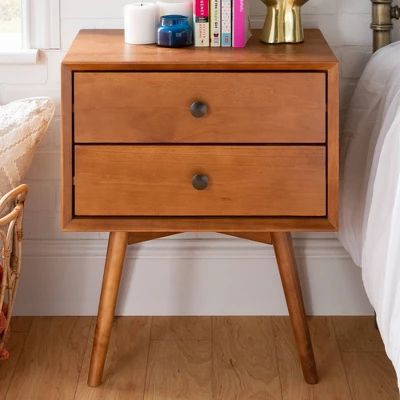 Greenberg 2 Drawer Mid-Century Modern Solid Wood Nightstand - Saracina Home 2 Greenberg 2 Drawer Mid-Century Modern Solid Wood Nightstand - Saracina Home - Image 2