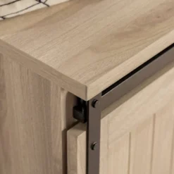 48" Transitional Sliding Door Wood And Metal Bench - Saracina Home -Saracina Home GUEST 71c7e802 e9d5 4d71 acfe 3940e4bcf887