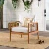 Saracina Home Modern Boho Eucalyptus Outdoor Spindle Arm Chair With Cushions