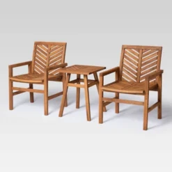 3pc Slatted Chevron Acacia Wood Patio Chat Set - Saracina Home 19 3pc Slatted Chevron Acacia Wood Patio Chat Set - Saracina Home -Saracina Home GUEST 73f3400b 771e 46c9 b116 3fbf173a7fbf