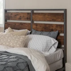 Queen Urban Chic Metal And Wood Plank Bed Brown - Saracina Home -Saracina Home GUEST 78298f79 4b56 4b36 9286 ecf432a2b0f1